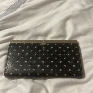 Black with metallic hearts and metal detail evening clutch/wallet